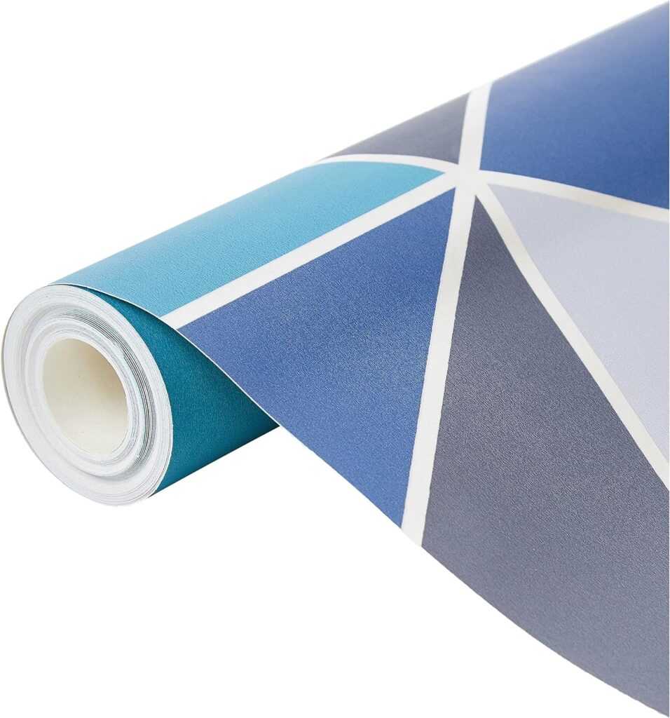 Fine Décor FD42001 UK Apex Geo Sidewall Wallpaper, Aqua/Navy Cut Price Wallpaper